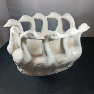 Vintage Holland Mold Circle/Gaggle of Geese Farm Figural Bowl Planter MCM